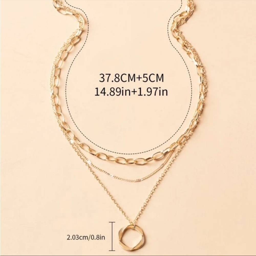 GOLD Layered Necklace Set of 3 - Picture 3 of 4